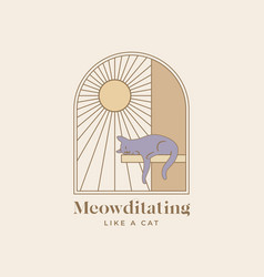 Meditating Sleeping Cat Abstract Logo