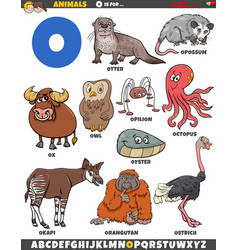 Cartoon Animal Characters For Letter O