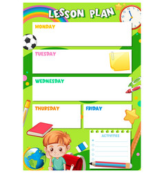 Cute Boy Student With Learning Tools Cartoon