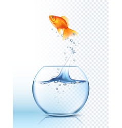 Golden Fish Jumping Out Bowl Poster