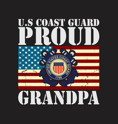 Us Coast Guard Proud Grandpa With American Flag G