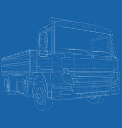 Wire-frame Flatbed Truck On Background