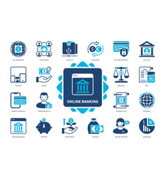 Online Banking Solid Icon Set