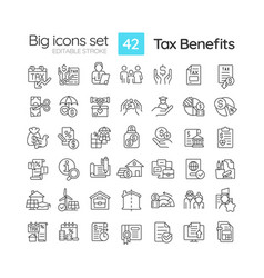 Tax Benefits Linear Icons Set