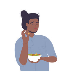 Girl Eating Salad Bowl