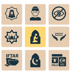 Holiday Icons Set With Mullah Hajj