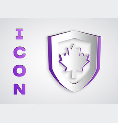 Paper Cut Canada Flag On Shield Icon Isolated