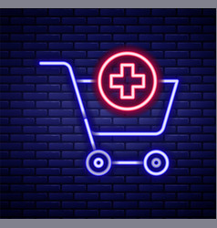 Glowing Neon Line Add To Shopping Cart Icon