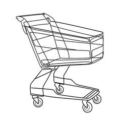 Shopping Cart Line Drawing Isolated