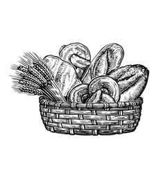 Basket Full Of Baked Goods Bread And Pastry