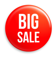 Big Sale Pin Badge Red Realistic Mockup