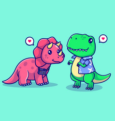 Cute Triceratops Dino With Camera Cartoon