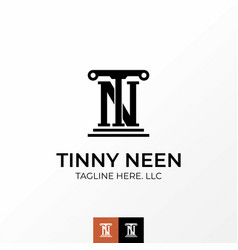 Letter Nt Or Tn Serif Font Pillar And Stairs Law