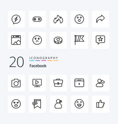 20 Facebook Line Icon Pack Like Mark Day Bag