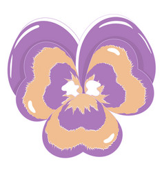 Simple Purple Pansy Flower In Flat Style Isolated