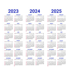 2023 To 2025 Years Calendar Mockup Design Week