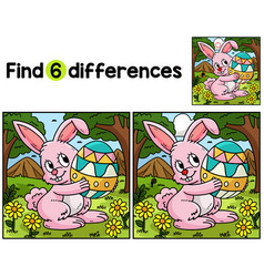 Bunny Carrying Easter Egg Find The Differences