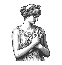 Classical Greek Goddess Statue Engraving