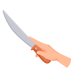 Hand Hold Kitchen Knife Cooking Cartoon Icon