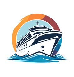 Cruise Ship Logo Design Ocean Liner Icon