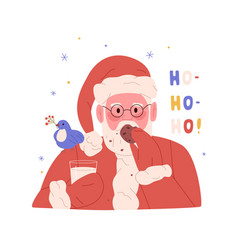 Cute Santa Claus Eating Christmas Cookie