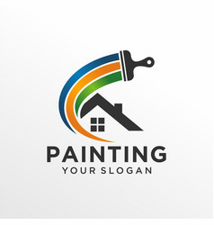 House painting logo design template Royalty Free Vector