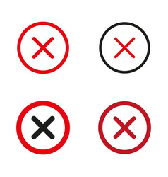 Red Color Flat Symbol Cross For Web Icon Set