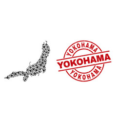 Yokohama Scratched Seal And Honshu Island Map