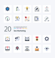 20 Seo Marketing Flat Color Icon Pack Like Prize