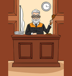 Judge Profession Colored Cartoon