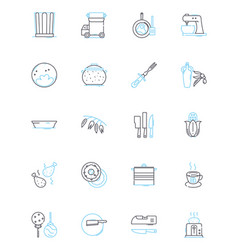 Family Cooking Linear Icons Set Home-cooked