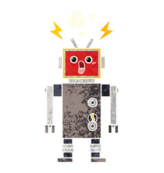 Retro Style Cartoon Robot Malfunction