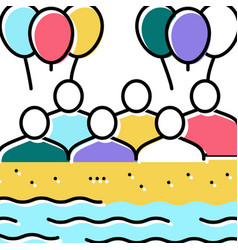 Beach Kids Party Color Icon