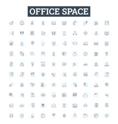 Office Space Line Icons Set Workplace