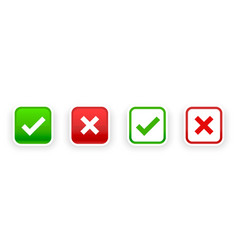 Set Of Positive And Negative Checkmark Button