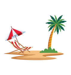 Palm Tree With Beach Chair Icon Cartoon