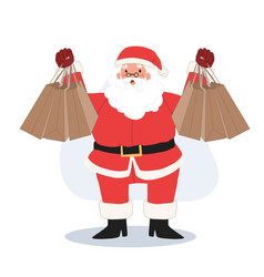 Santa Claus Is Holding A Lot Of Shopping Bags