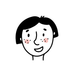 Doodle Smiling Girl With Freckles Child Portrait