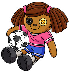 Plush Soccer Player Cartoon Colored Clipart