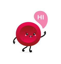 Red Blood Cell Character Saying Hi Hello