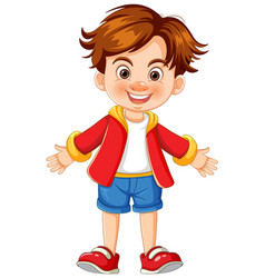 Cheerful Young Boy Smiling With Open Arms