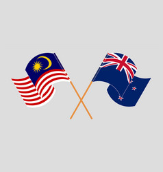 Crossed And Waving Flags Of Malaysia And New