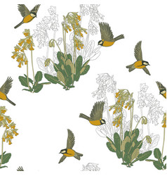 Seamless Pattern With Flowers Of Primrose