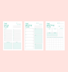 3 Set Of Daily Weekly Monthly Planner Template