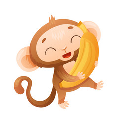 Funny Brown Monkey With Prehensile Tail Carrying