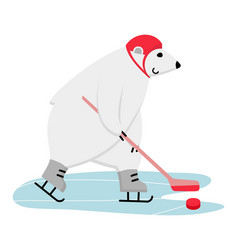 Polar Bear Ice Hockey Player Funny Mascot Skating