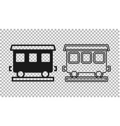 Black Passenger Train Cars Icon Isolated