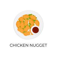 Fried Chicken Nuggets On A Plate With Sauce