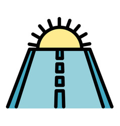 Sunrise Travel Road Icon Color Outline