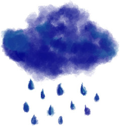 Cloud With Rain Drops Watercolor Pastel Crayons